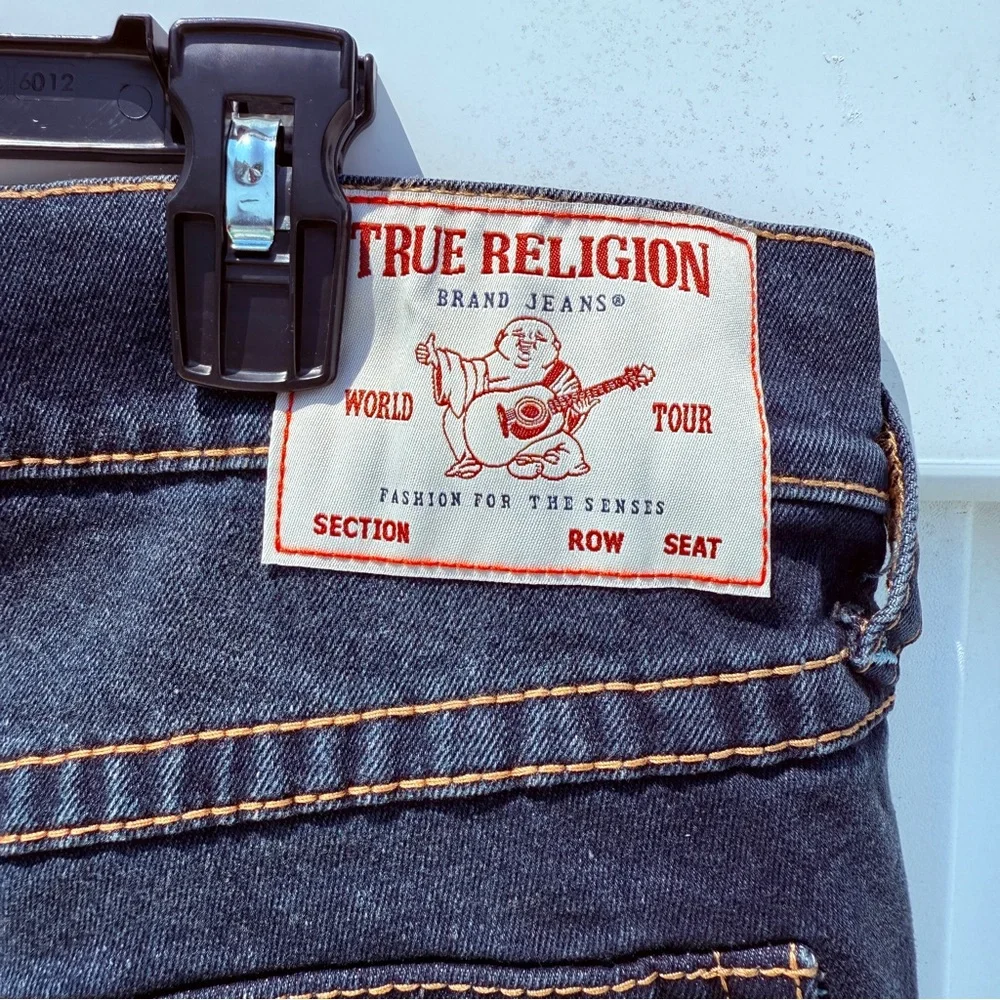TRUE RELIGION RICKY Big T Flap Relaxed Straight Jean NEW Dark Sultry Wash 36x34